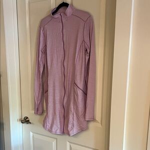 Duluth Trading Co Purple and White Striped Active Wear Top